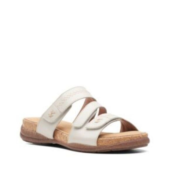 Clarks Roseville Bay White Leather Sandals 9M NWT - Picture 1 of 2